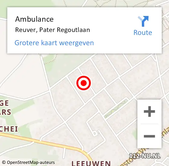 Locatie op kaart van de 112 melding: Ambulance Reuver, Pater Regoutlaan op 29 juli 2014 14:58