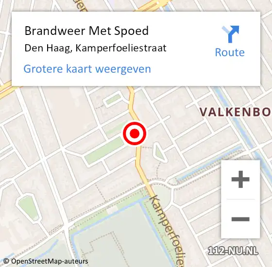 Locatie op kaart van de 112 melding: Brandweer Met Spoed Naar Den Haag, Kamperfoeliestraat op 17 september 2022 09:56