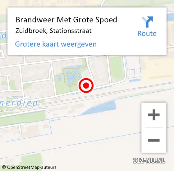 Locatie op kaart van de 112 melding: Brandweer Met Grote Spoed Naar Zuidbroek, Stationsstraat op 17 september 2022 10:13