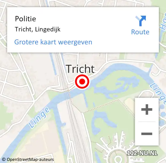 Locatie op kaart van de 112 melding: Politie Tricht, Lingedijk op 17 september 2022 10:30