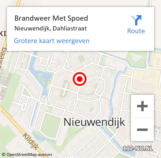 Locatie op kaart van de 112 melding: Brandweer Met Spoed Naar Nieuwendijk, Dahliastraat op 17 september 2022 11:23