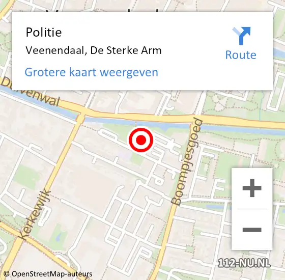 Locatie op kaart van de 112 melding: Politie Veenendaal, De Sterke Arm op 17 september 2022 11:38