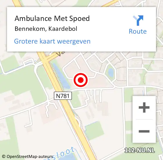 Locatie op kaart van de 112 melding: Ambulance Met Spoed Naar Bennekom, Kaardebol op 17 september 2022 11:39