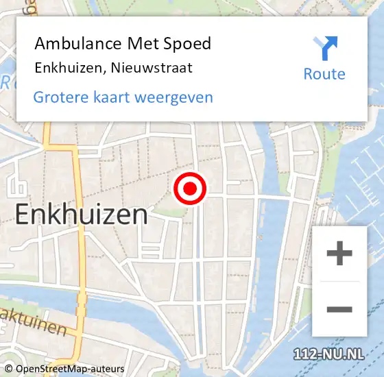 Locatie op kaart van de 112 melding: Ambulance Met Spoed Naar Enkhuizen, Nieuwstraat op 17 september 2022 11:58