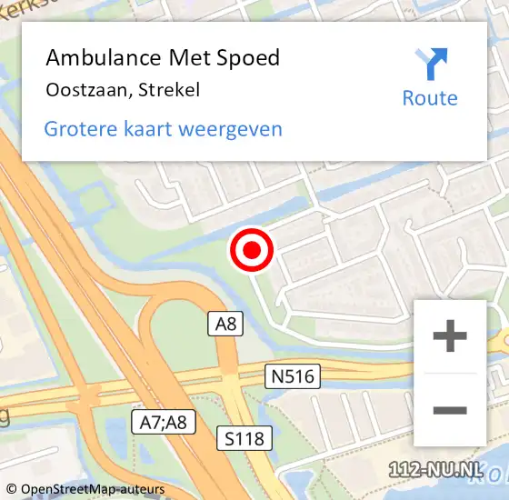 Locatie op kaart van de 112 melding: Ambulance Met Spoed Naar Oostzaan, Strekel op 17 september 2022 12:01