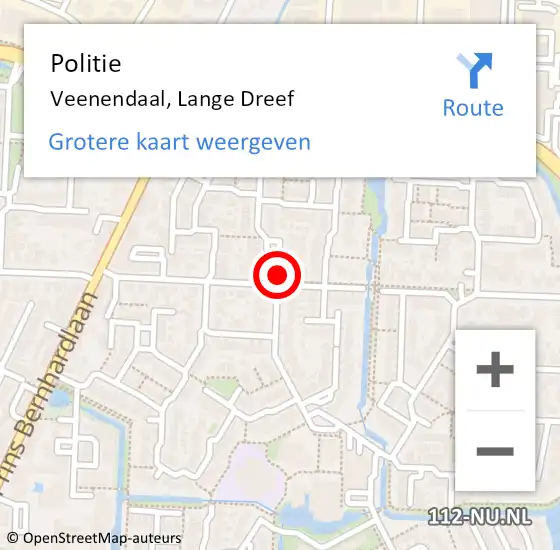 Locatie op kaart van de 112 melding: Politie Veenendaal, Lange Dreef op 17 september 2022 12:15