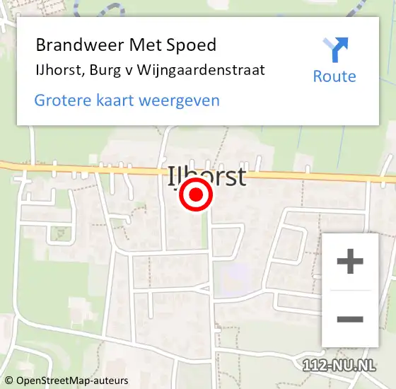Locatie op kaart van de 112 melding: Brandweer Met Spoed Naar IJhorst, Burg v Wijngaardenstraat op 17 september 2022 12:20