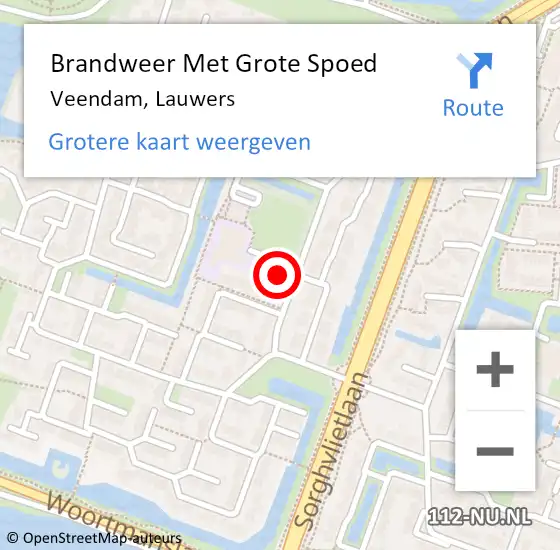 Locatie op kaart van de 112 melding: Brandweer Met Grote Spoed Naar Veendam, Lauwers op 17 september 2022 12:35