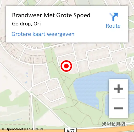 Locatie op kaart van de 112 melding: Brandweer Met Grote Spoed Naar Geldrop, Ori op 17 september 2022 12:43