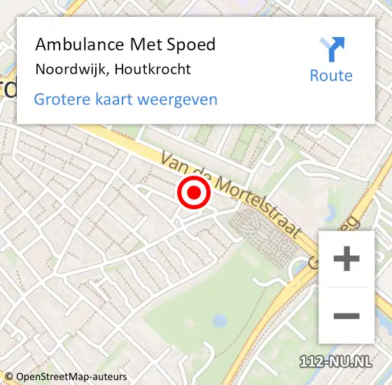 Locatie op kaart van de 112 melding: Ambulance Met Spoed Naar Noordwijk, Houtkrocht op 17 september 2022 12:49