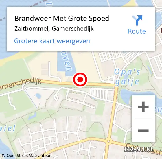 Locatie op kaart van de 112 melding: Brandweer Met Grote Spoed Naar Zaltbommel, Gamerschedijk op 17 september 2022 13:02