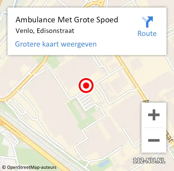 Locatie op kaart van de 112 melding: Ambulance Met Grote Spoed Naar Venlo, Edisonstraat op 29 juli 2014 15:16