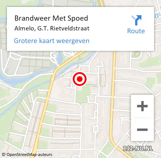 Locatie op kaart van de 112 melding: Brandweer Met Spoed Naar Almelo, G.T. Rietveldstraat op 17 september 2022 13:40