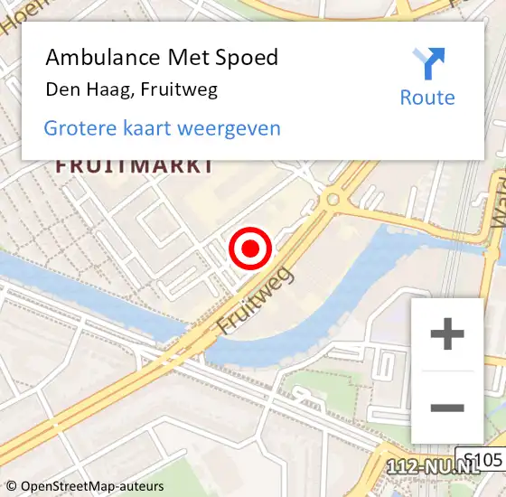 Locatie op kaart van de 112 melding: Ambulance Met Spoed Naar Den Haag, Fruitweg op 17 september 2022 13:47