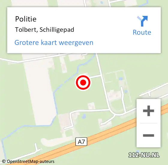 Locatie op kaart van de 112 melding: Politie Tolbert, Schilligepad op 17 september 2022 13:48