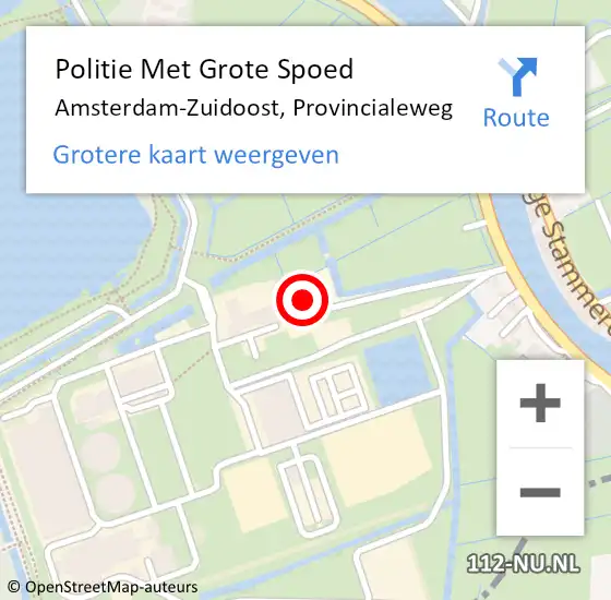 Locatie op kaart van de 112 melding: Politie Met Grote Spoed Naar Amsterdam-Zuidoost, Provincialeweg op 17 september 2022 13:52