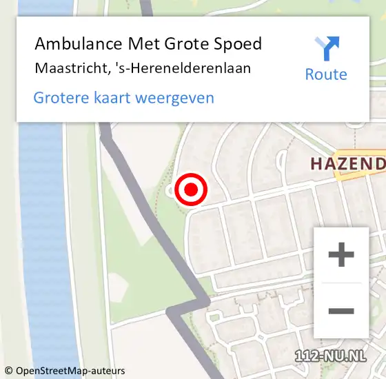 Locatie op kaart van de 112 melding: Ambulance Met Grote Spoed Naar Maastricht, 's-Herenelderenlaan op 17 september 2022 13:53