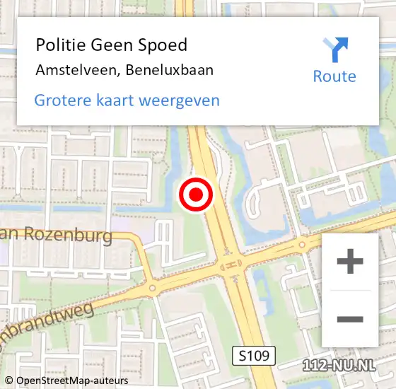 Locatie op kaart van de 112 melding: Politie Geen Spoed Naar Amstelveen, Beneluxbaan op 17 september 2022 13:56