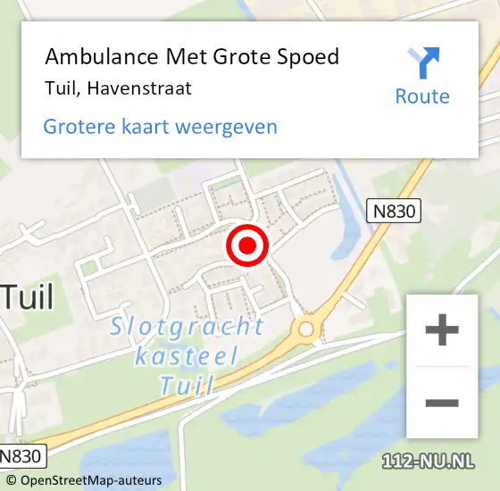 Locatie op kaart van de 112 melding: Ambulance Met Grote Spoed Naar Tuil, Havenstraat op 17 september 2022 13:59