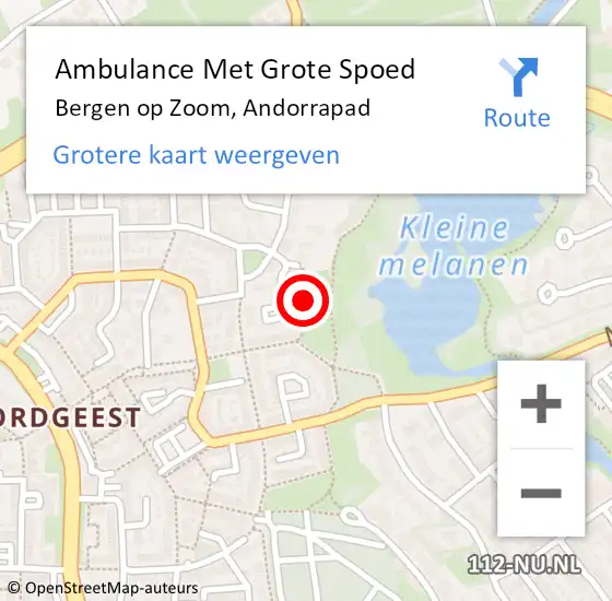 Locatie op kaart van de 112 melding: Ambulance Met Grote Spoed Naar Bergen op Zoom, Andorrapad op 29 juli 2014 15:19