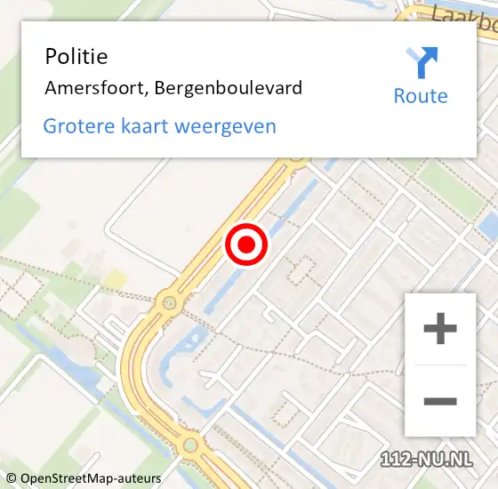 Locatie op kaart van de 112 melding: Politie Amersfoort, Bergenboulevard op 17 september 2022 14:16