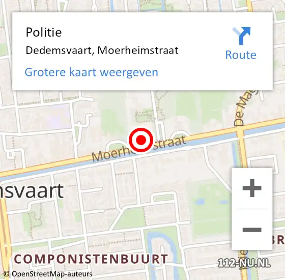 Locatie op kaart van de 112 melding: Politie Dedemsvaart, Moerheimstraat op 17 september 2022 14:18