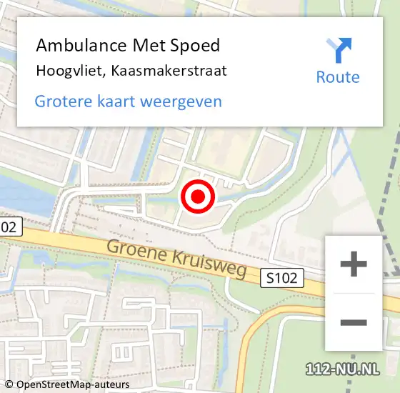 Locatie op kaart van de 112 melding: Ambulance Met Spoed Naar Hoogvliet, Kaasmakerstraat op 17 september 2022 14:50