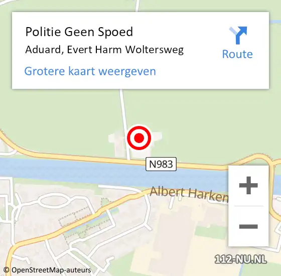 Locatie op kaart van de 112 melding: Politie Geen Spoed Naar Aduard, Evert Harm Woltersweg op 17 september 2022 14:50
