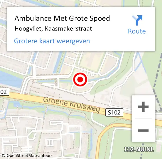 Locatie op kaart van de 112 melding: Ambulance Met Grote Spoed Naar Hoogvliet, Kaasmakerstraat op 17 september 2022 14:51