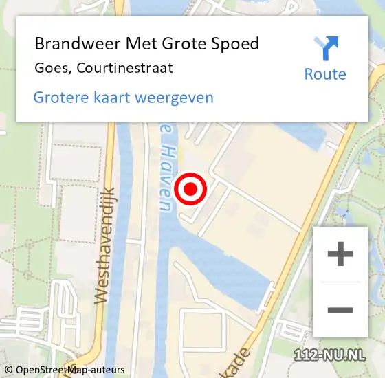 Locatie op kaart van de 112 melding: Brandweer Met Grote Spoed Naar Goes, Courtinestraat op 17 september 2022 15:01