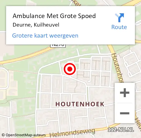 Locatie op kaart van de 112 melding: Ambulance Met Grote Spoed Naar Deurne, Kuilheuvel op 29 juli 2014 15:25