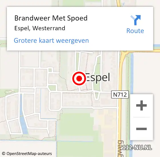 Locatie op kaart van de 112 melding: Brandweer Met Spoed Naar Espel, Westerrand op 17 september 2022 15:17