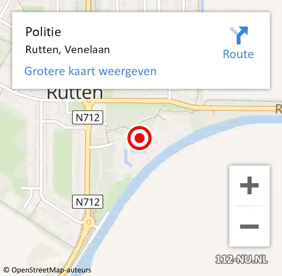 Locatie op kaart van de 112 melding: Politie Rutten, Venelaan op 17 september 2022 15:23