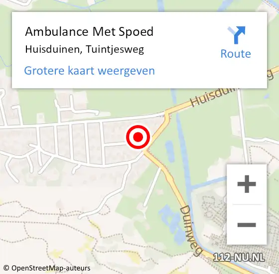 Locatie op kaart van de 112 melding: Ambulance Met Spoed Naar Huisduinen, Tuintjesweg op 17 september 2022 15:31