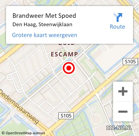 Locatie op kaart van de 112 melding: Brandweer Met Spoed Naar Den Haag, Steenwijklaan op 17 september 2022 15:36