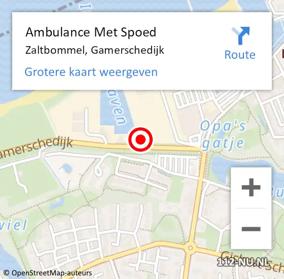 Locatie op kaart van de 112 melding: Ambulance Met Spoed Naar Zaltbommel, Gamerschedijk op 17 september 2022 15:39