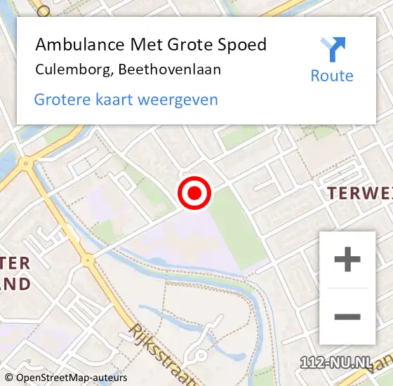 Locatie op kaart van de 112 melding: Ambulance Met Grote Spoed Naar Culemborg, Beethovenlaan op 17 september 2022 15:43