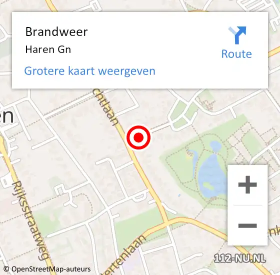 Locatie op kaart van de 112 melding: Brandweer Haren Gn op 17 september 2022 16:20