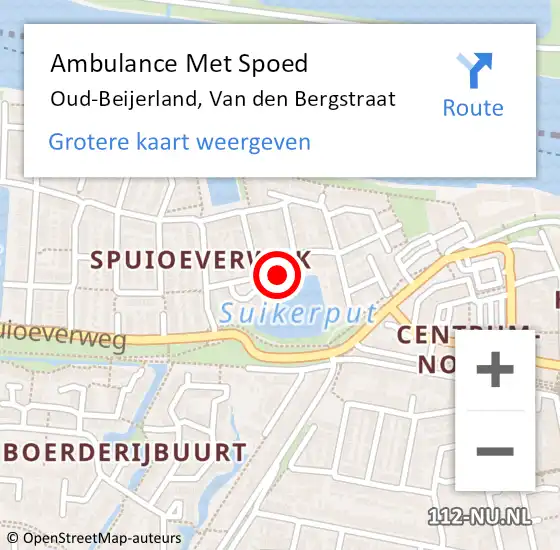 Locatie op kaart van de 112 melding: Ambulance Met Spoed Naar Oud-Beijerland, Van den Bergstraat op 17 september 2022 16:24