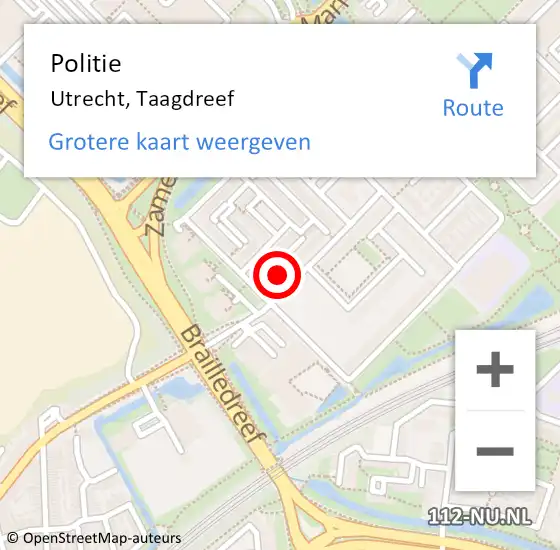 Locatie op kaart van de 112 melding: Politie Utrecht, Taagdreef op 17 september 2022 16:38