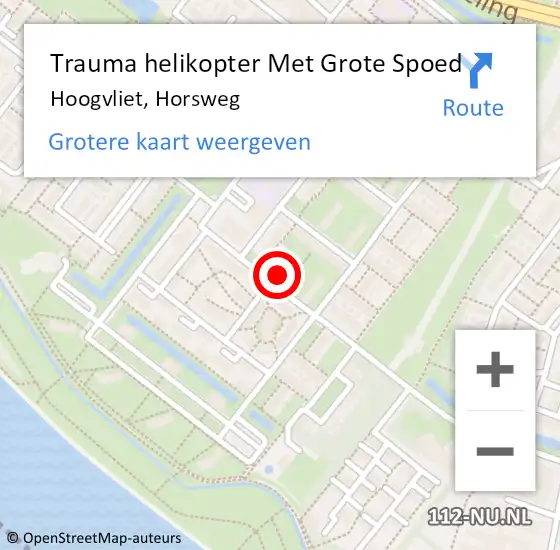 Locatie op kaart van de 112 melding: Trauma helikopter Met Grote Spoed Naar Hoogvliet, Horsweg op 17 september 2022 16:52