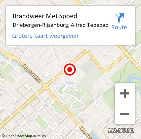 Locatie op kaart van de 112 melding: Brandweer Met Spoed Naar Driebergen-Rijsenburg, Alfred Tepepad op 17 september 2022 16:56