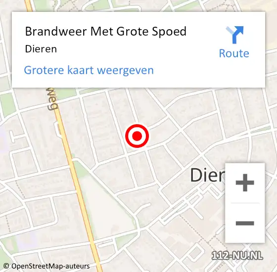 Locatie op kaart van de 112 melding: Brandweer Met Grote Spoed Naar Dieren op 17 september 2022 16:58