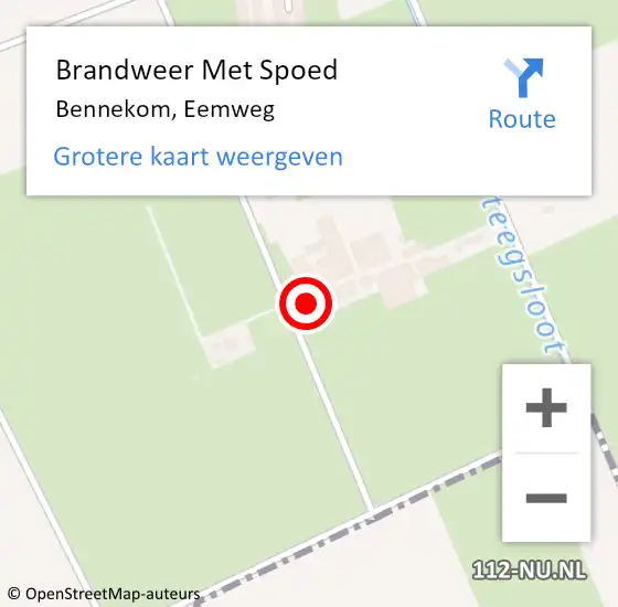 Locatie op kaart van de 112 melding: Brandweer Met Spoed Naar Bennekom, Eemweg op 17 september 2022 17:03