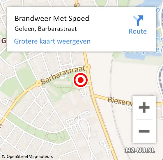 Locatie op kaart van de 112 melding: Brandweer Met Spoed Naar Geleen, Barbarastraat op 17 september 2022 17:15