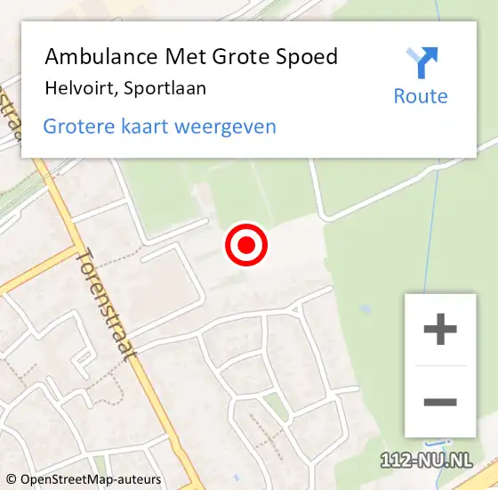 Locatie op kaart van de 112 melding: Ambulance Met Grote Spoed Naar Helvoirt, Sportlaan op 17 september 2022 17:22