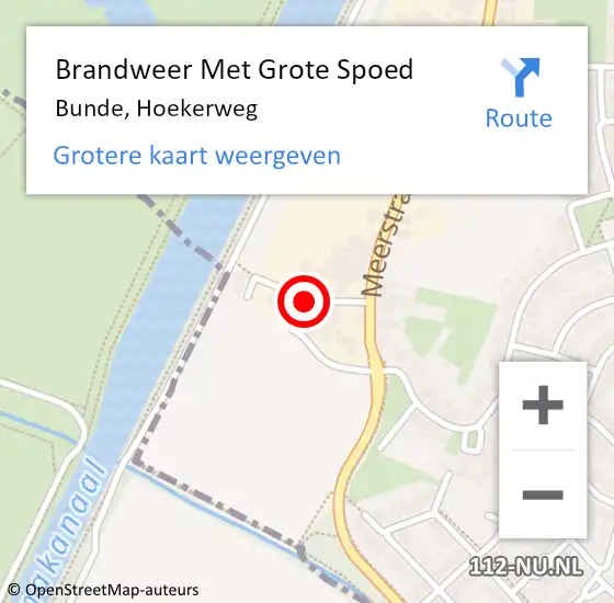 Locatie op kaart van de 112 melding: Brandweer Met Grote Spoed Naar Bunde, Hoekerweg op 17 september 2022 17:50