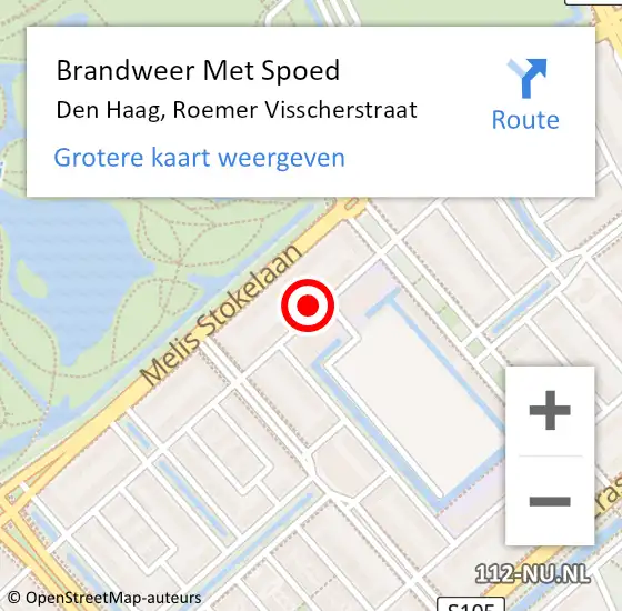 Locatie op kaart van de 112 melding: Brandweer Met Spoed Naar Den Haag, Roemer Visscherstraat op 17 september 2022 18:06