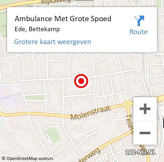 Locatie op kaart van de 112 melding: Ambulance Met Grote Spoed Naar Ede, Bettekamp op 17 september 2022 18:08