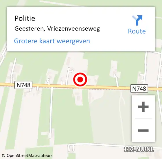 Locatie op kaart van de 112 melding: Politie Geesteren, Vriezenveenseweg op 17 september 2022 18:18